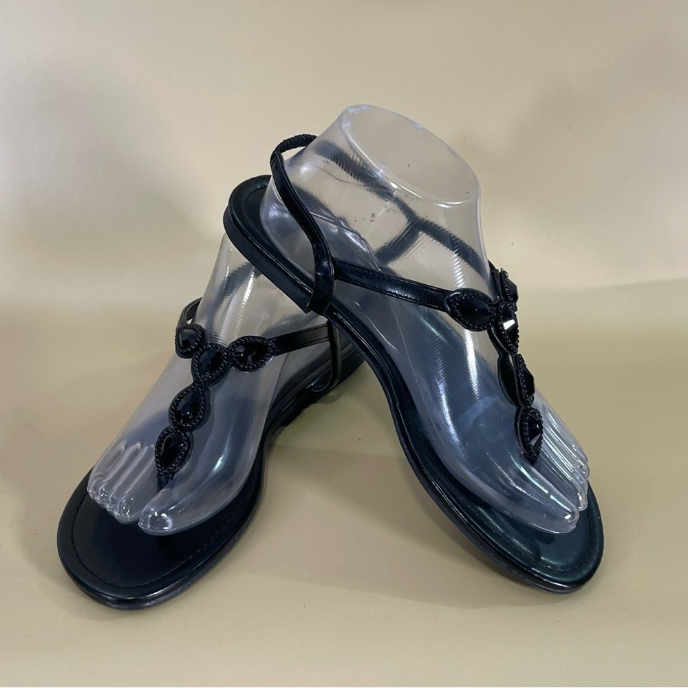NWOT Montego Bay Club Black Women's Slingback Strappy Sandals Sz 8.5